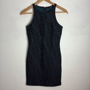 Forever 21 Green and Black Lace Bodycon Sleeveless Dress Size Small